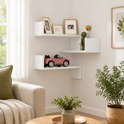 Wall Corner Shelf Specifications: 40 x 40 x 50 cm, White