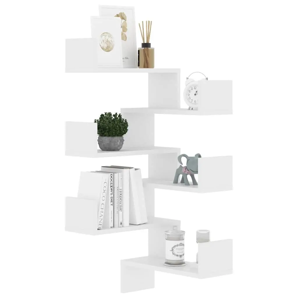 Wall Corner Shelves 2 Pieces White Display Storage Unit Living Room Bedroom