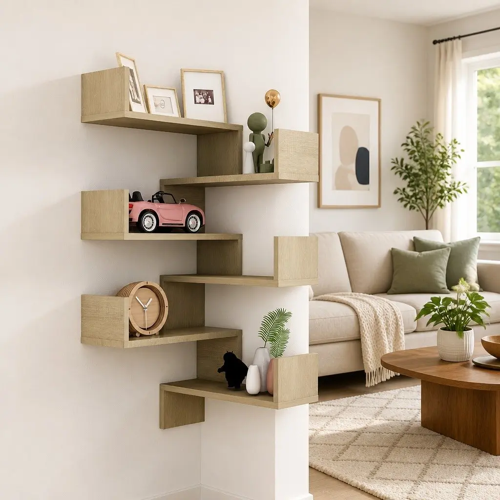 Wall Corner Shelves for Living Room Bedroom Kitchen 40x40x50 cm Brown Engineered Wood 2 Piece Display Storage