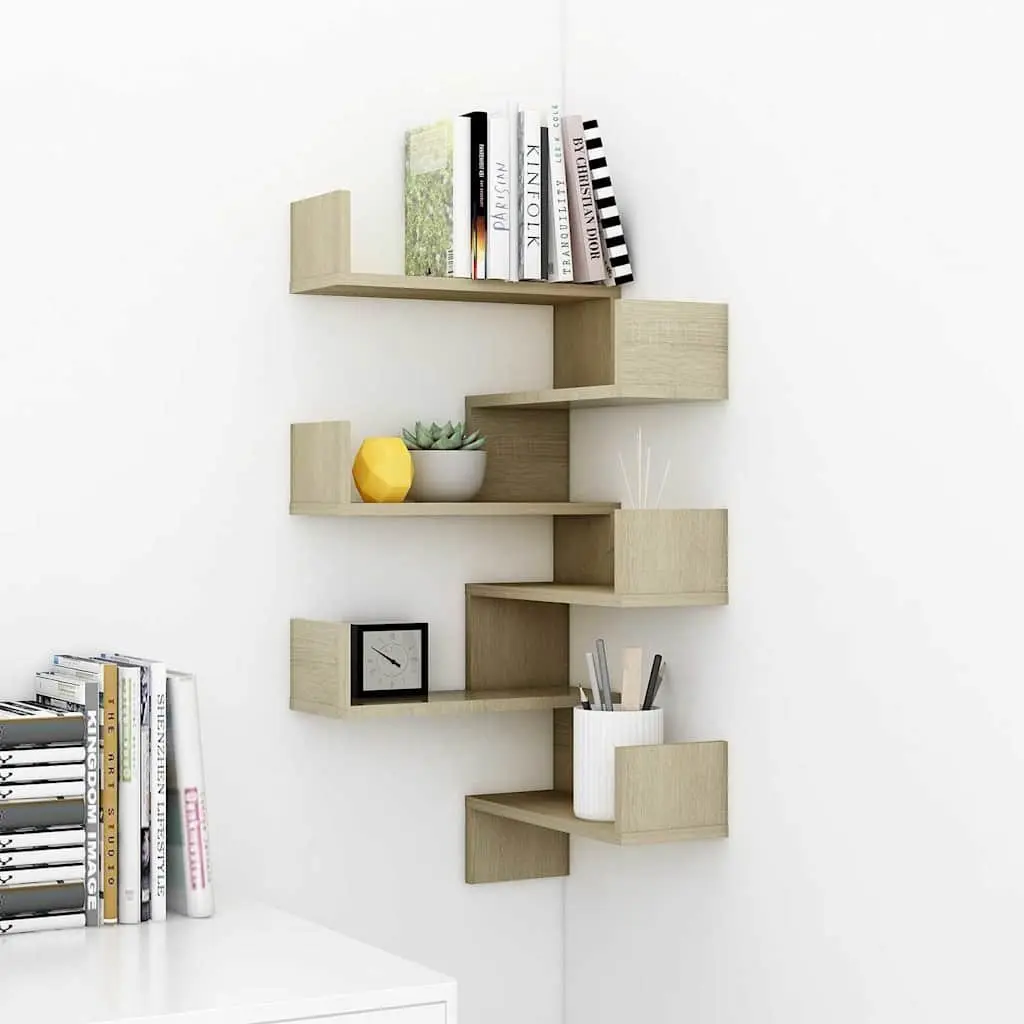 Wall Corner Shelves for Living Room Bedroom Kitchen 40x40x50 cm Brown Engineered Wood 2 Piece Display Storage