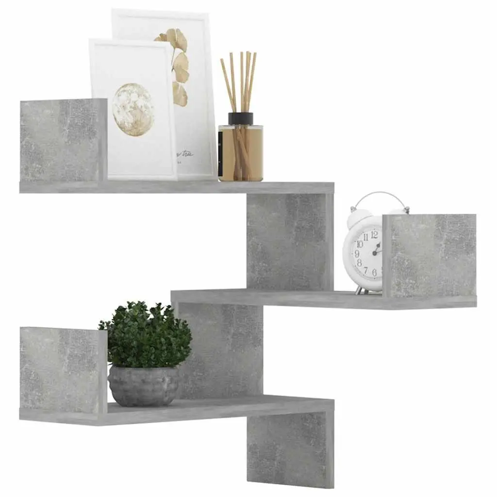 Wall Corner Shelves 2 Pieces Grey 40x40x50 cm Display Storage Bedroom Living