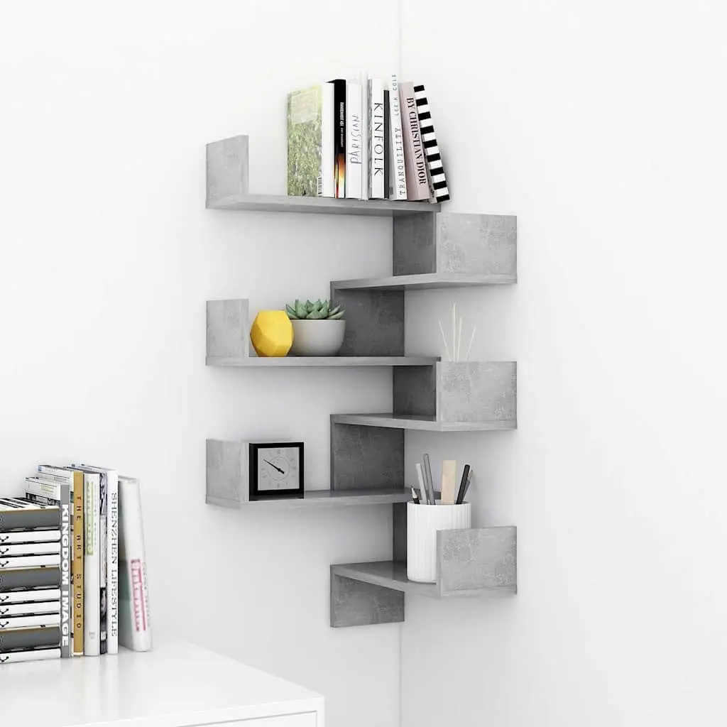 Wall Corner Shelves 2 Pieces Grey 40x40x50 cm Display Storage Bedroom Living