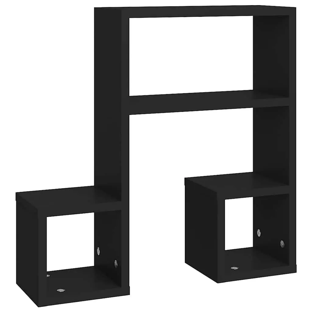Wall Shelves Music Note Design Black 50x15x50 cm Set of 2 Floating Storage