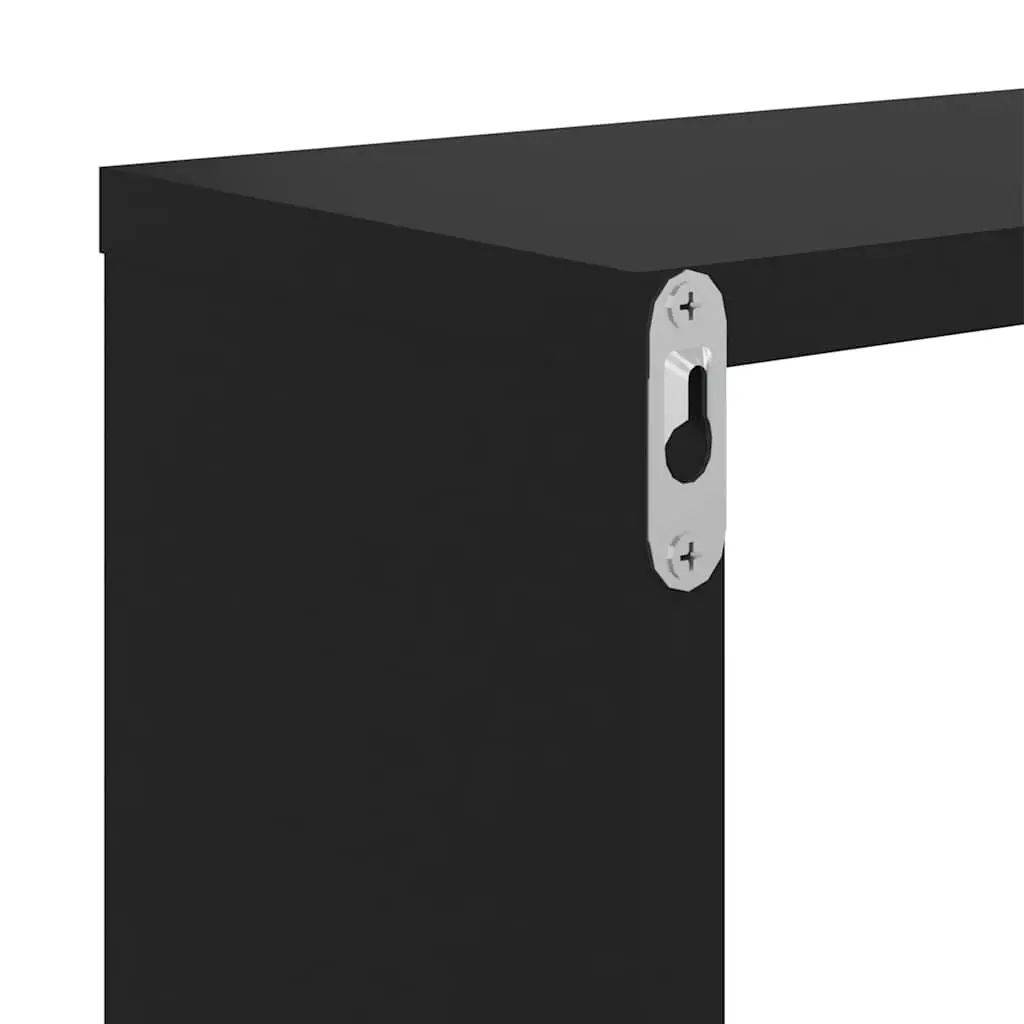 Wall Shelves Music Note Design Black 50x15x50 cm Set of 2 Floating Storage