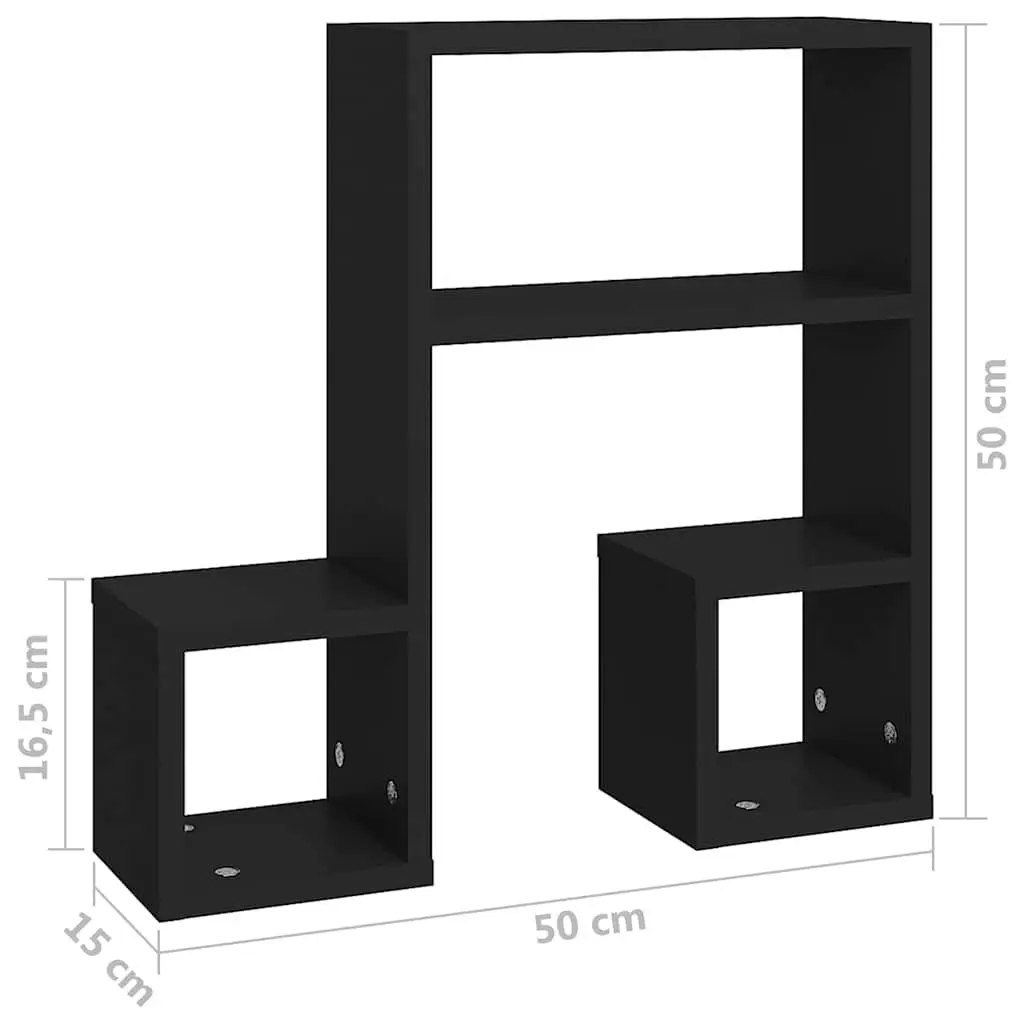 Wall Shelves Music Note Design Black 50x15x50 cm Set of 2 Floating Storage