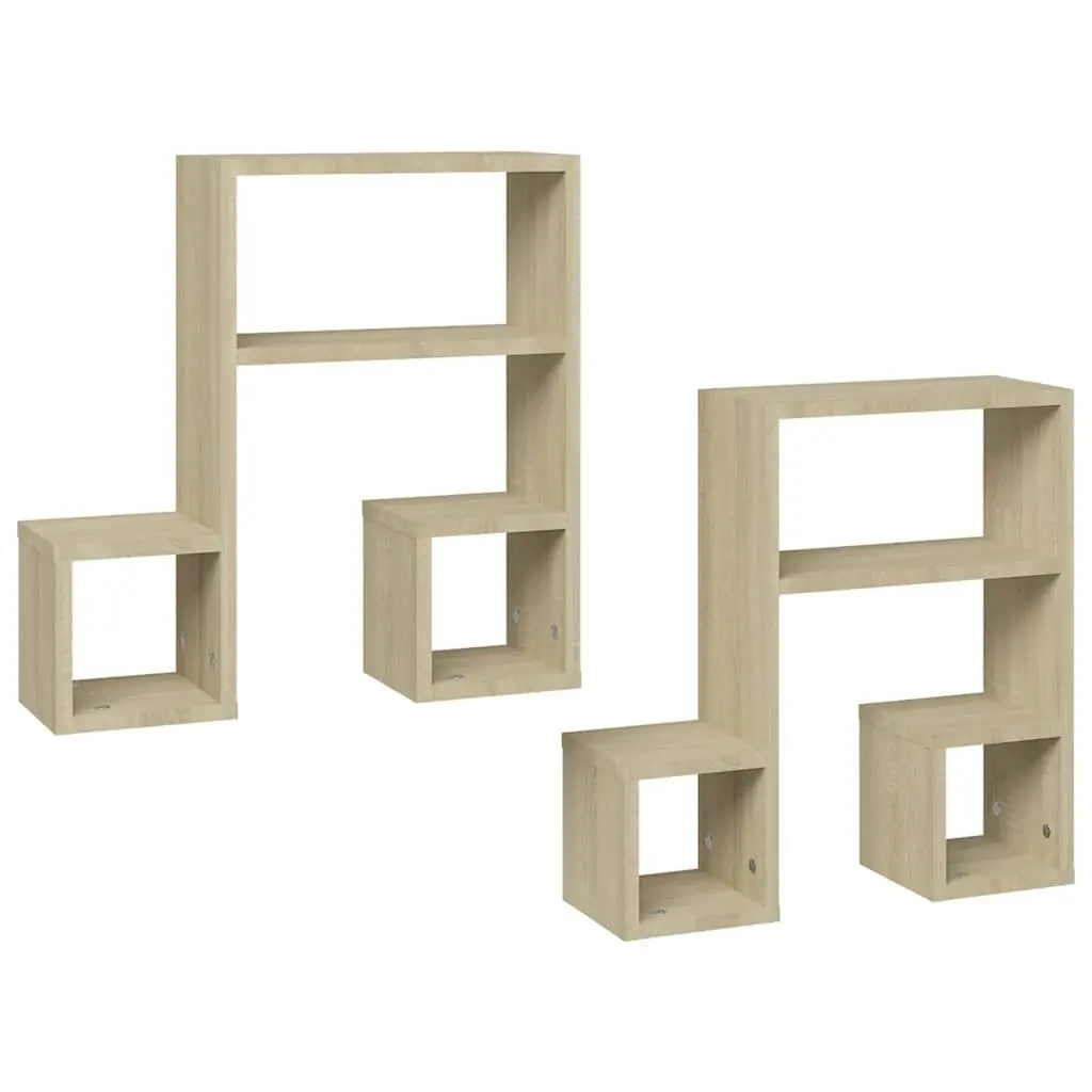 Wall Shelves Music Note Shape Brown Storage Display Floating Shelf 50 x 15 x 50 cm 2 Pieces