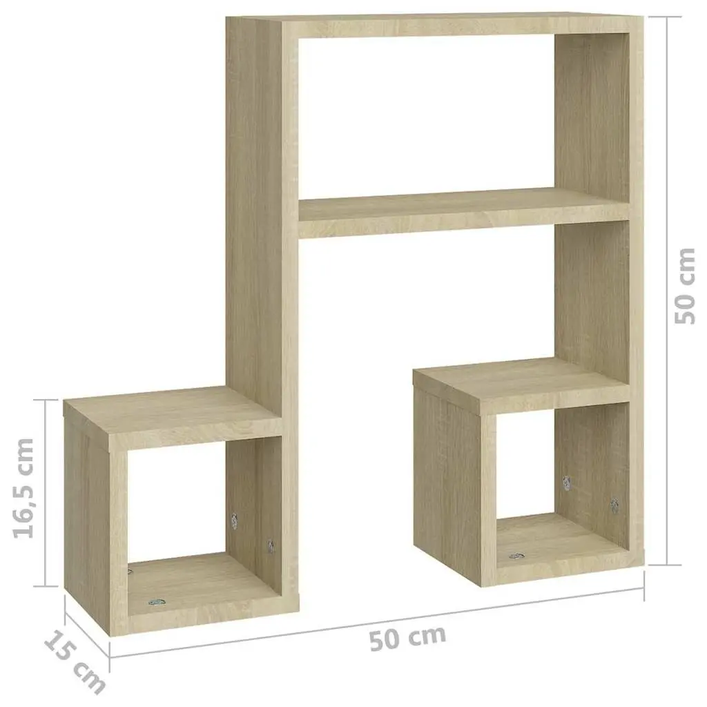 Wall Shelves Music Note Shape Brown Storage Display Floating Shelf 50 x 15 x 50 cm 2 Pieces