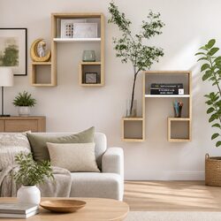 Wall Shelves Music Note Design 2 Pieces Display Storage Home Decor Living Room