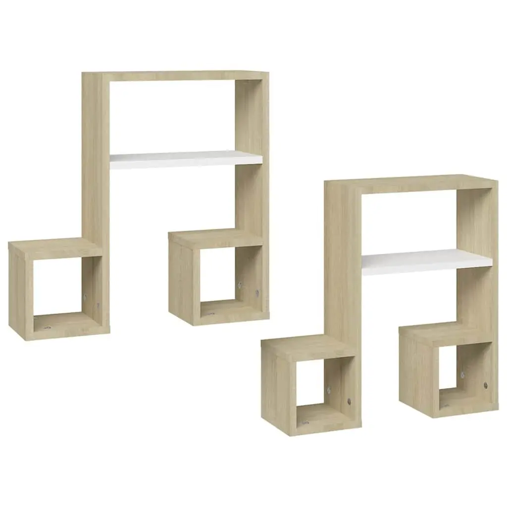 Wall Shelves Music Note Design 2 Pieces Display Storage Home Decor Living Room
