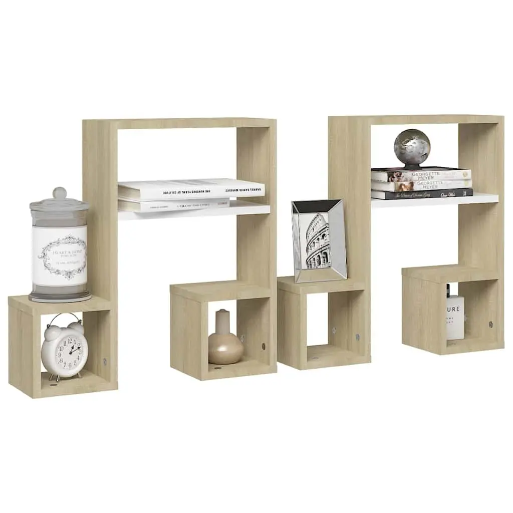 Wall Shelves Music Note Design 2 Pieces Display Storage Home Decor Living Room