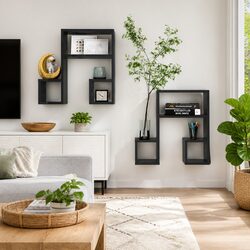 Music Note Wall Shelf Black - 50x15x50 cm Dimensions and Specs