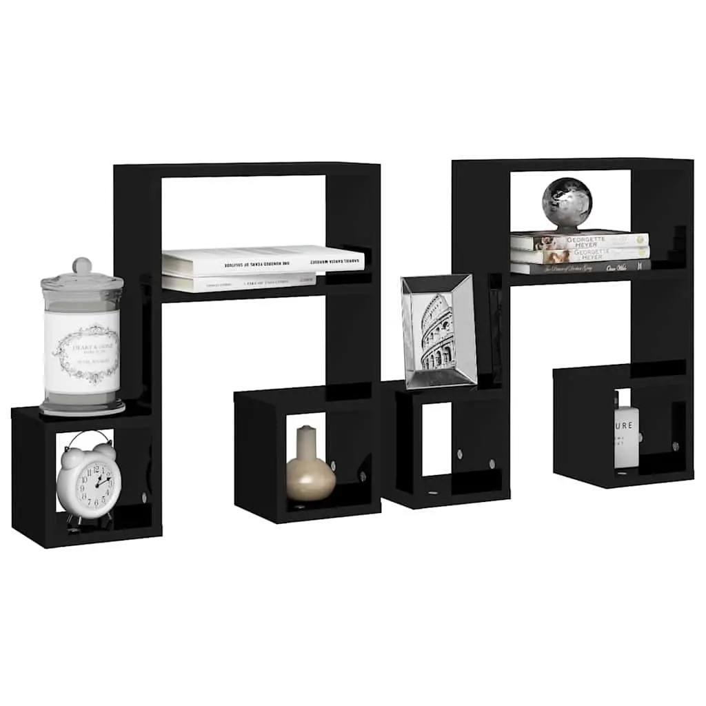 Music Note Wall Shelf Black 50x15x50 cm Floating Storage Display Shelves