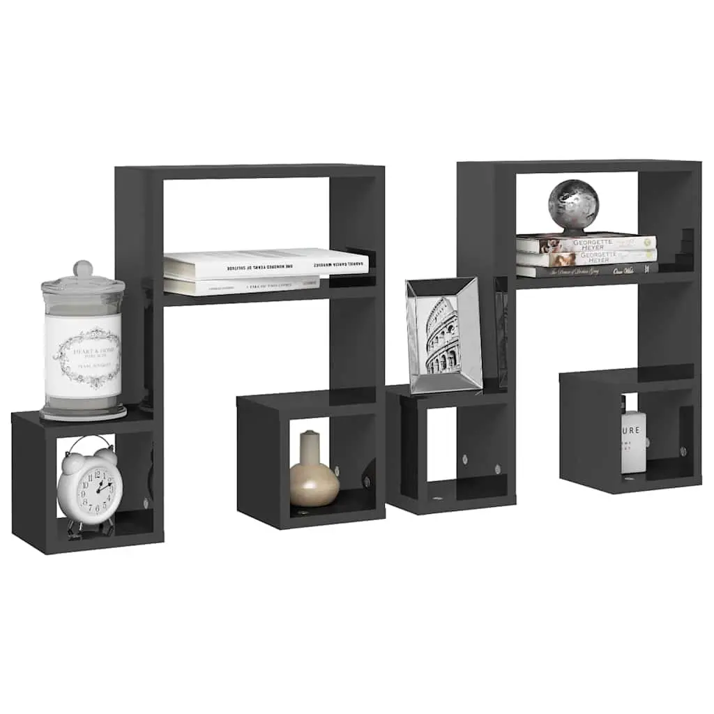 Music Note Wall Shelf 2 Pcs Grey Storage Display Hanging Shelves Home Decor