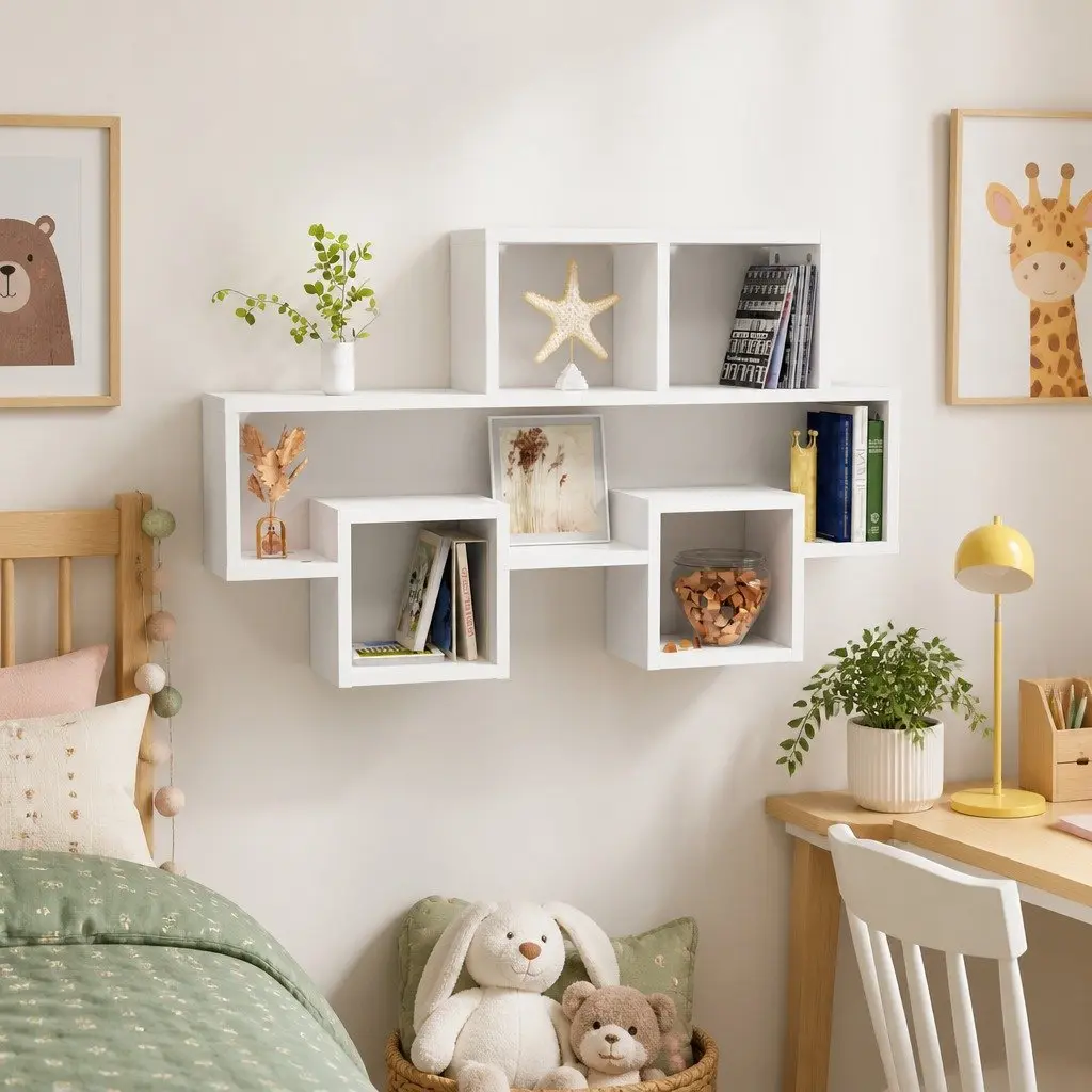 Car-Shaped Wall Shelf for Storage and Display 82 x 15 x 51 cm White