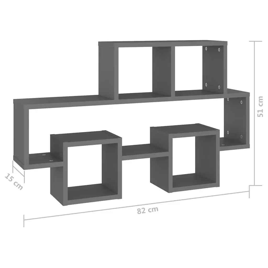 Car-Shaped Wall Shelf Grey Open Compartment Hanging Storage Display Organiser