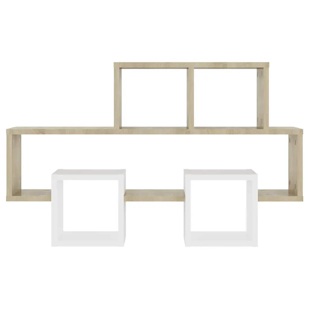 Car-Shaped Wall Shelf for Interior Use 82W x 15D x 51H cm White Sonoma Oak Engineered Wood Storage Display Organizer