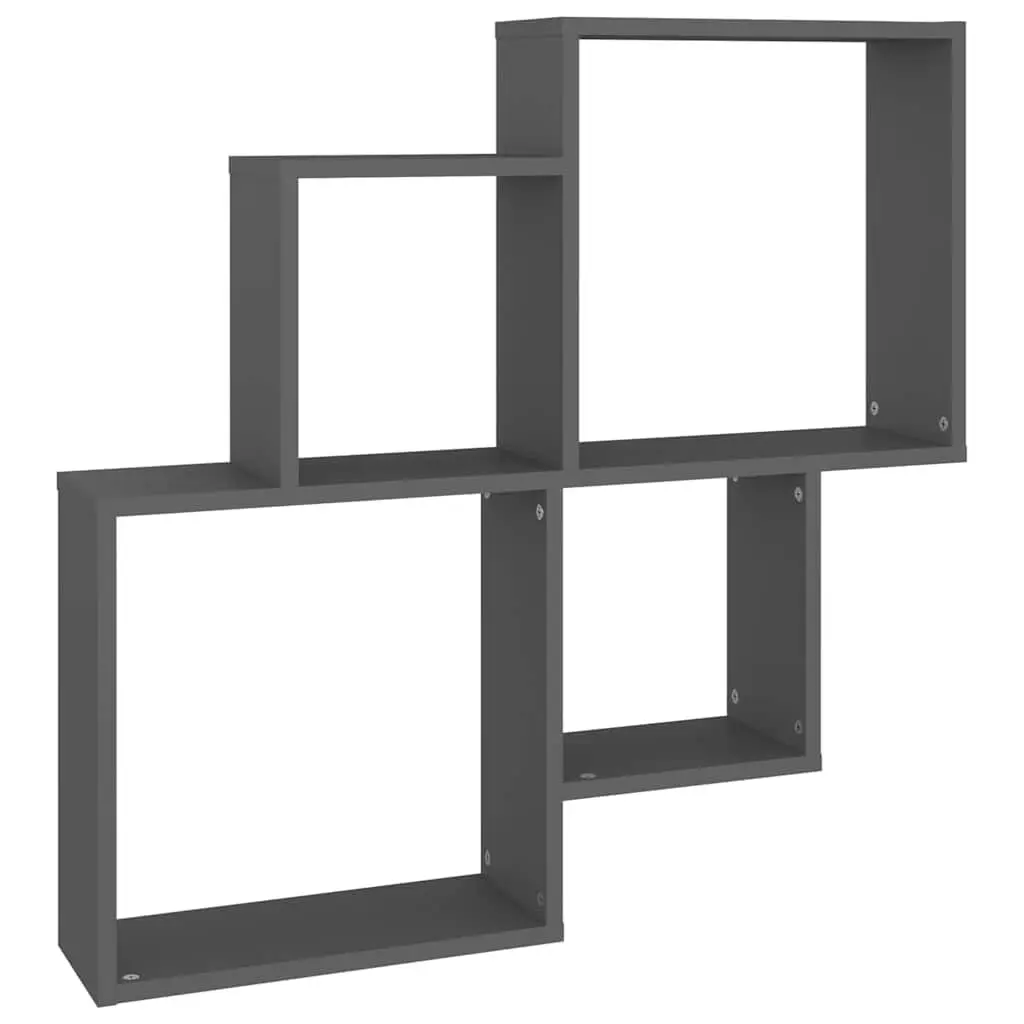 Grey Wall Cube Shelf with Open Compartments