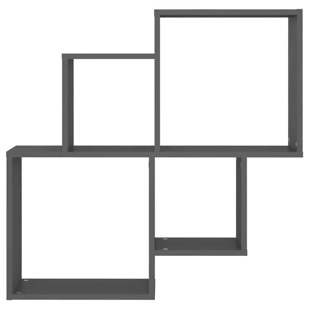 Grey Wall Cube Shelf with Open Compartments