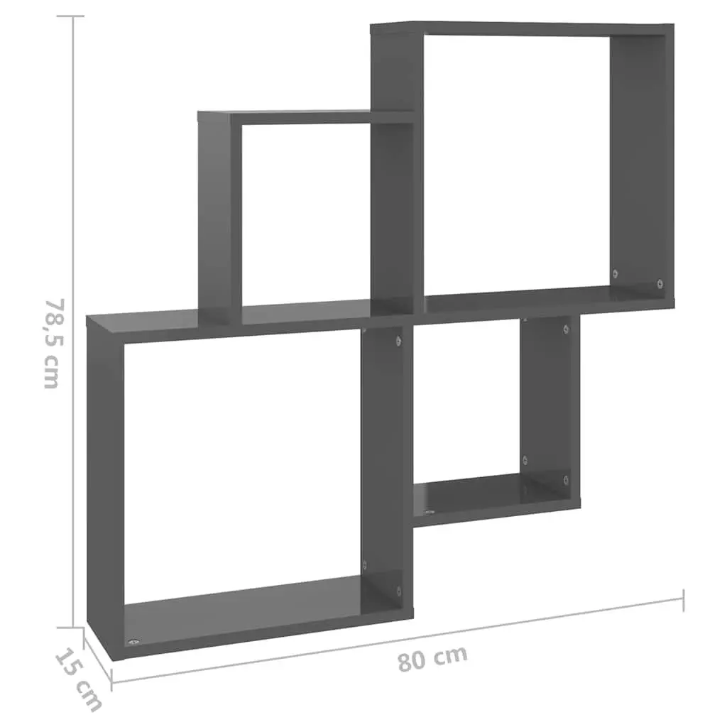 Wall Cube Shelf Grey Open Compartments Storage Display Hanging Shelves Organiser