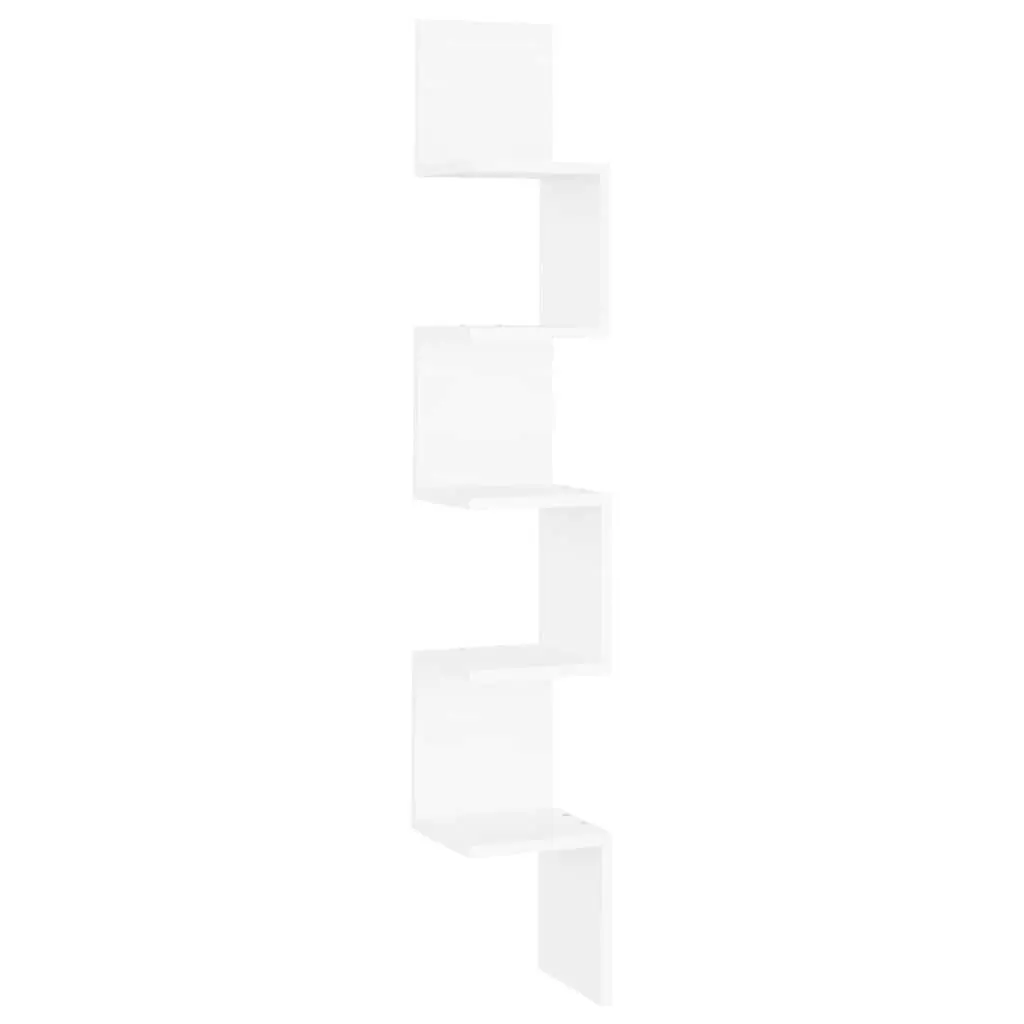 Wall Corner Shelf White Storage Display Unit Living Room Bedroom Kitchen 20x20x127.5cm