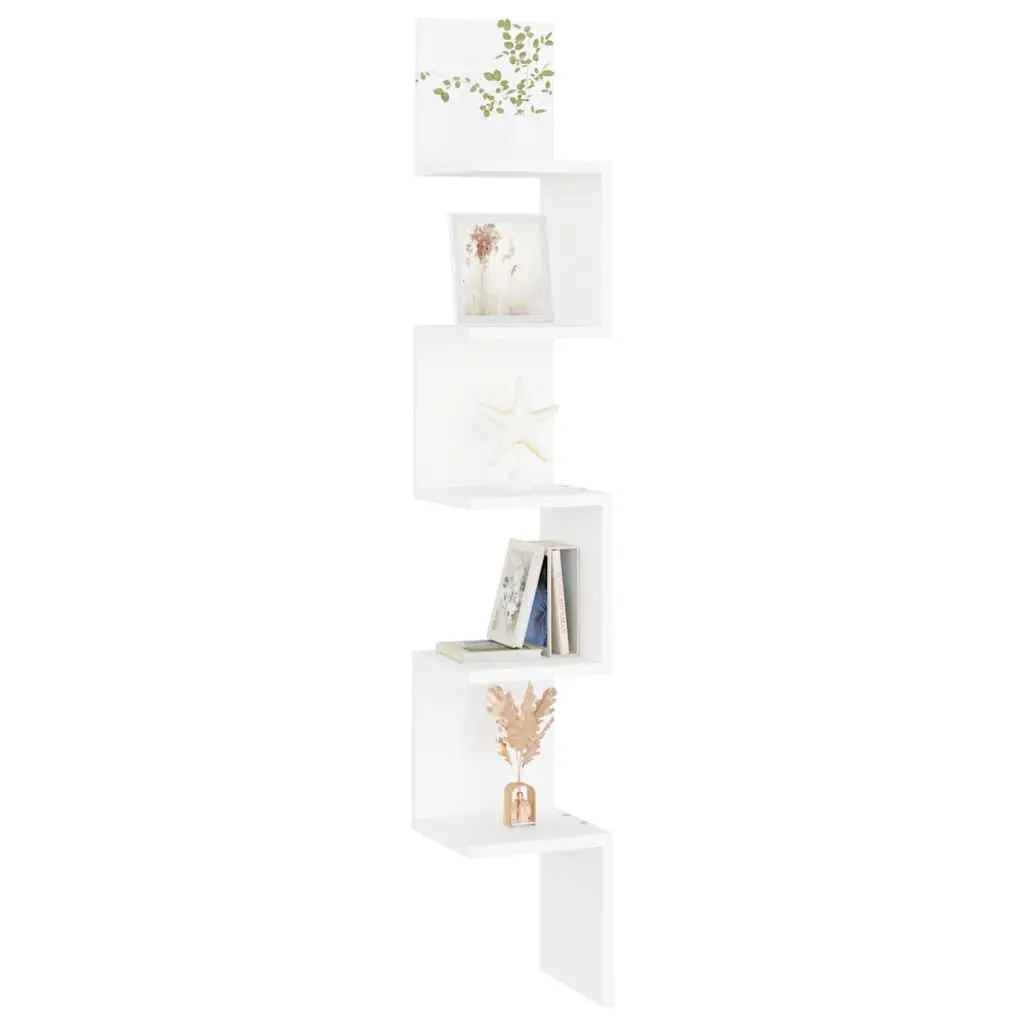 Wall Corner Shelf White Storage Display Unit Living Room Bedroom Kitchen 20x20x127.5cm