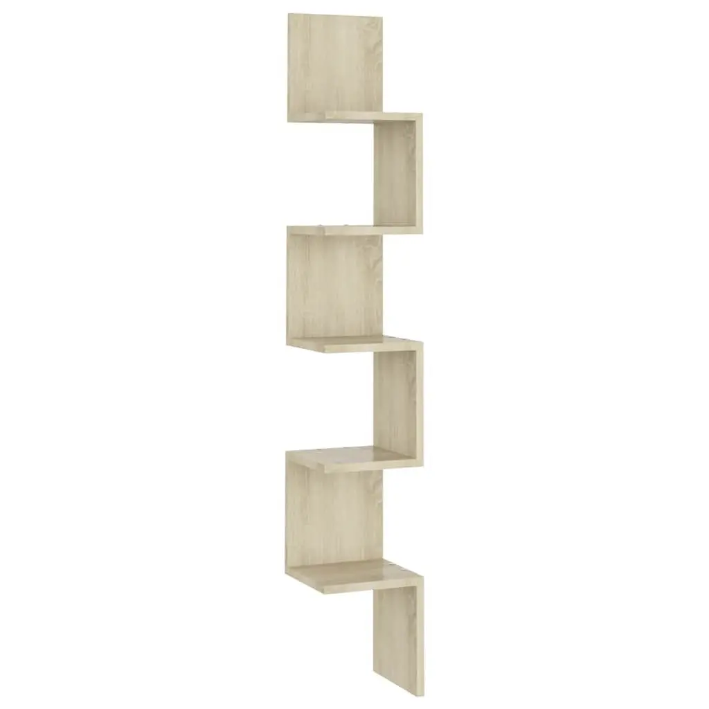 Wall Corner Shelf for Living Room Brown Engineered Wood 20 x 20 x 127.5 cm