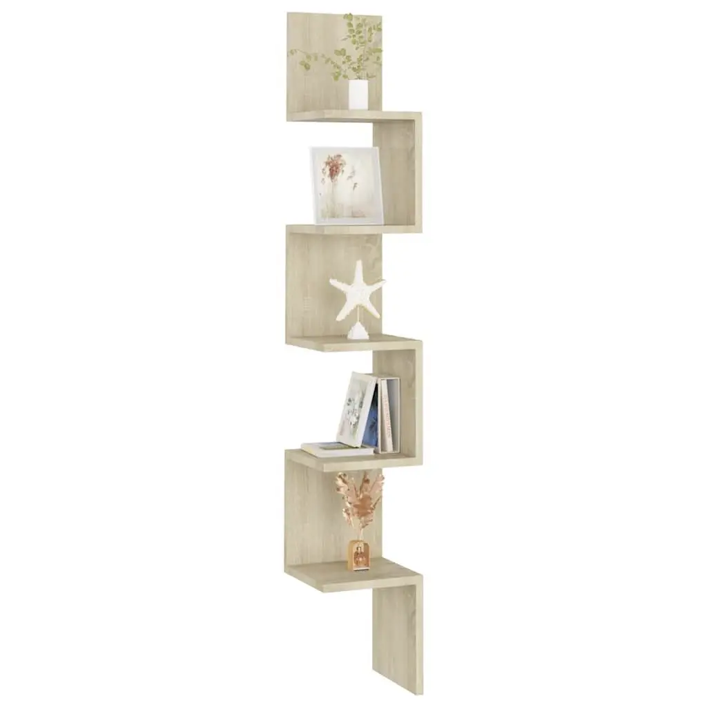 Wall Corner Shelf for Living Room Brown Engineered Wood 20 x 20 x 127.5 cm