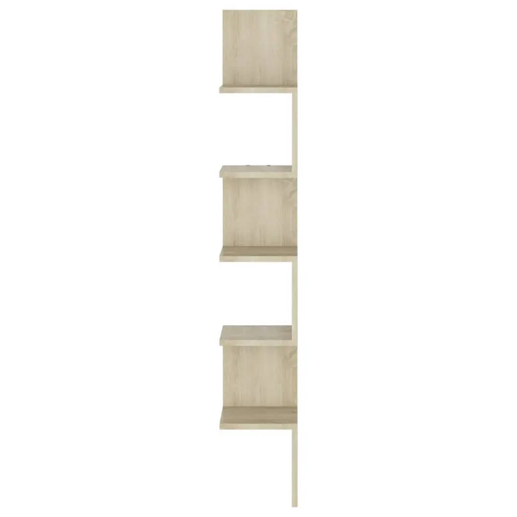Wall Corner Shelf for Living Room Brown Engineered Wood 20 x 20 x 127.5 cm