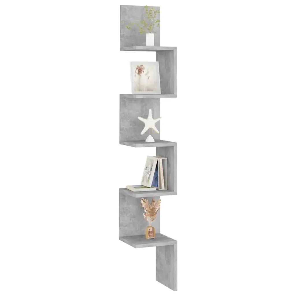Wall Corner Shelf Grey Engineered Wood Living Room Bedroom Kitchen Display