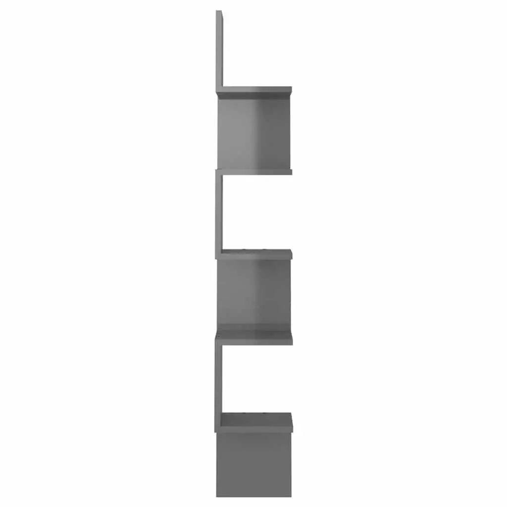 Wall Corner Shelf Grey High Gloss for Living Room Bedroom Kitchen 20 x 20 x 127.5 cm