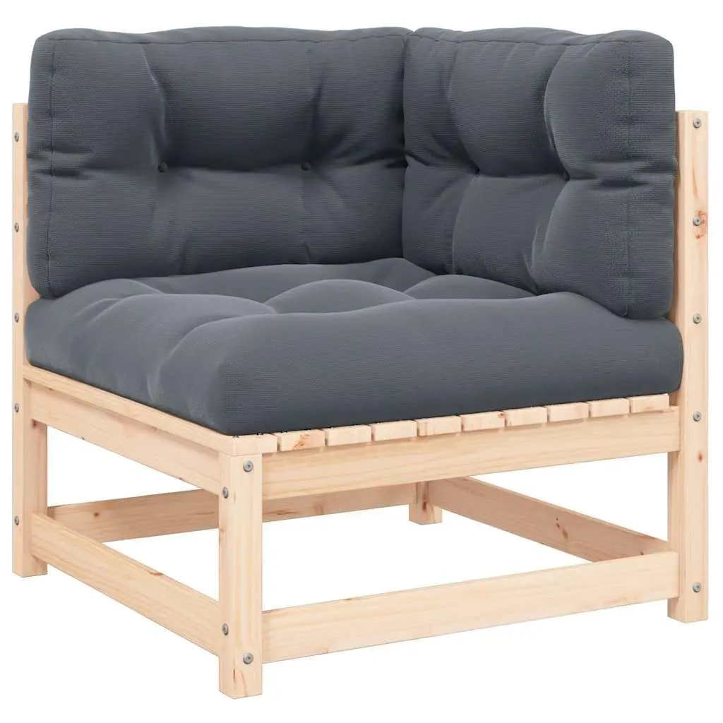 Outdoor Corner Sofa Garden Sectional Seating Solid Pinewood with Cushions
