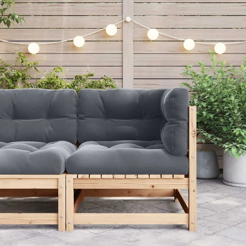 Outdoor Corner Sofa Garden Sectional Seating Solid Pinewood with Cushions