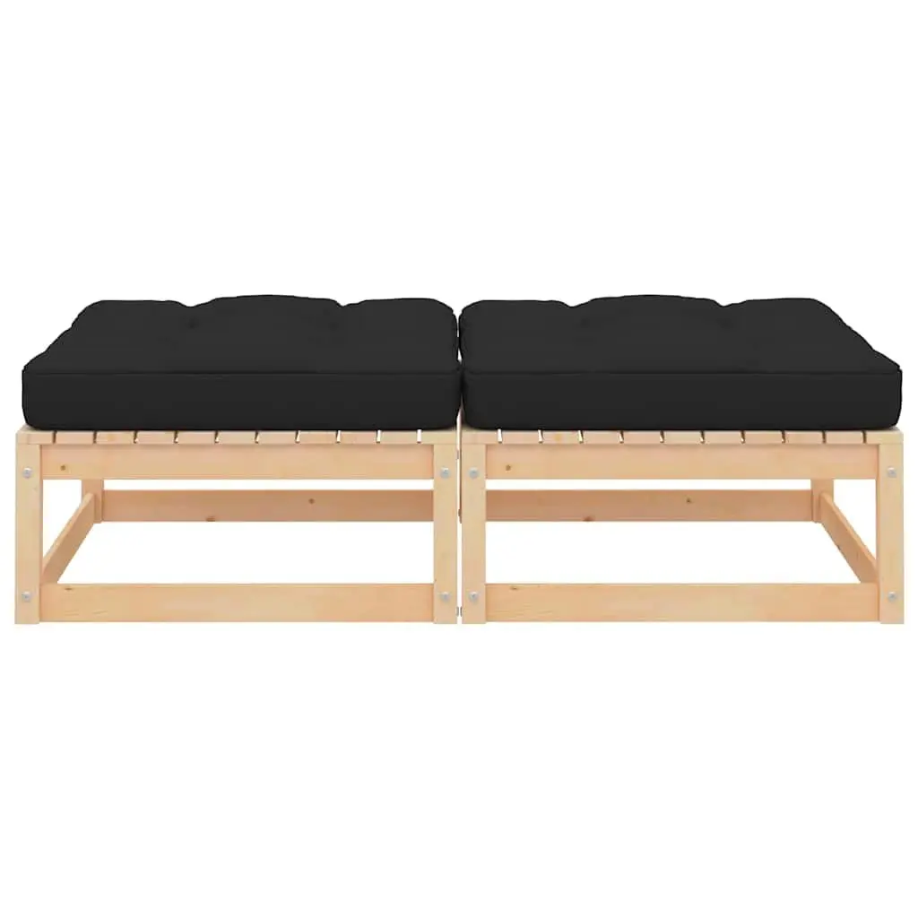 Garden Footstools Set of 2 Outdoor Modular Seating with Cushions Anthracite