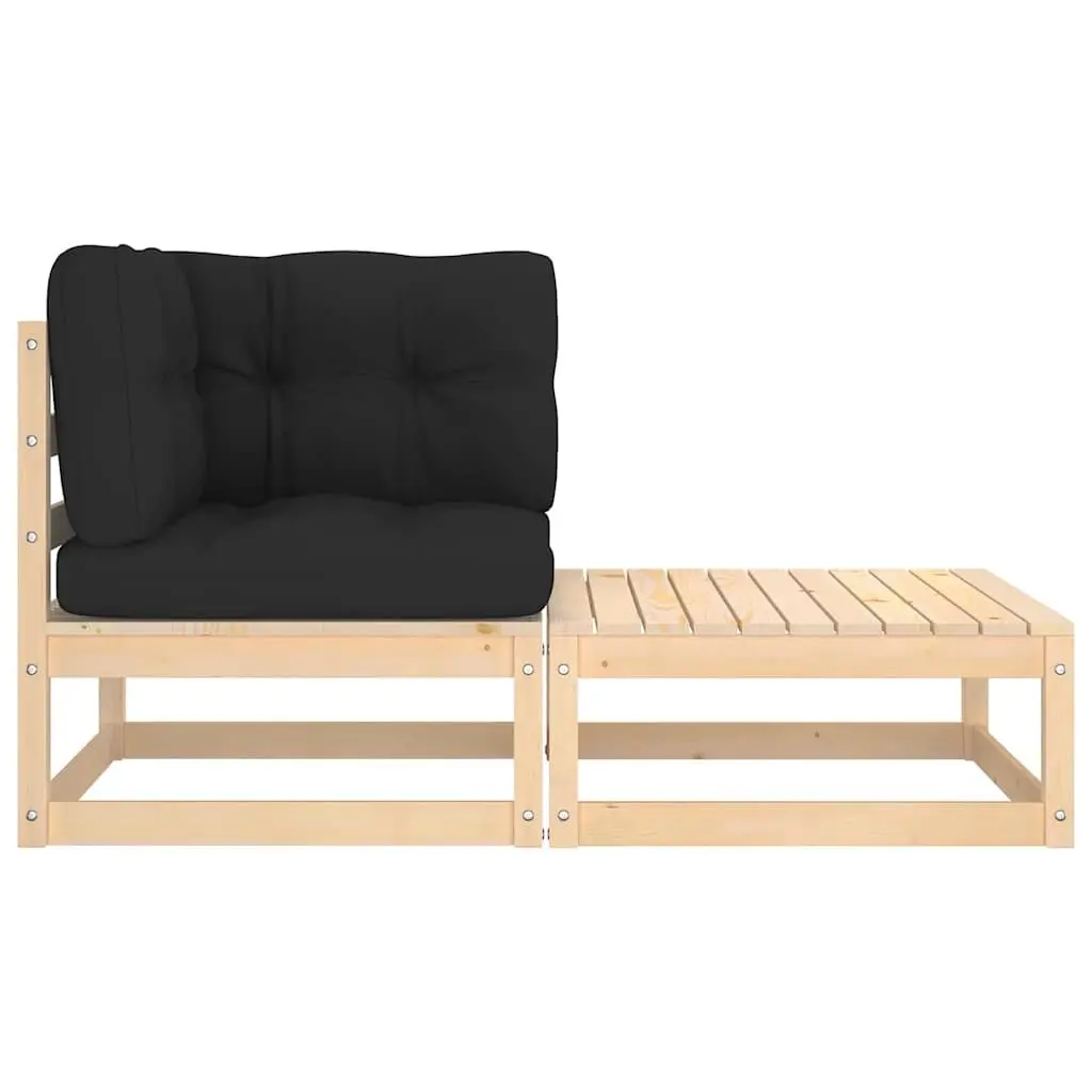 Outdoor Sectional Sofa Set 2 Piece Garden Lounge Seating with Cushions