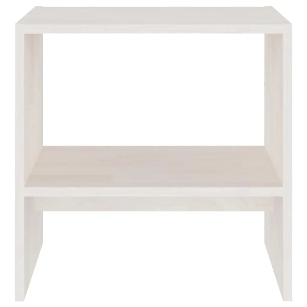 Bedside Cabinets 2 pcs White Solid Pinewood Nightstand Storage Bedroom Side