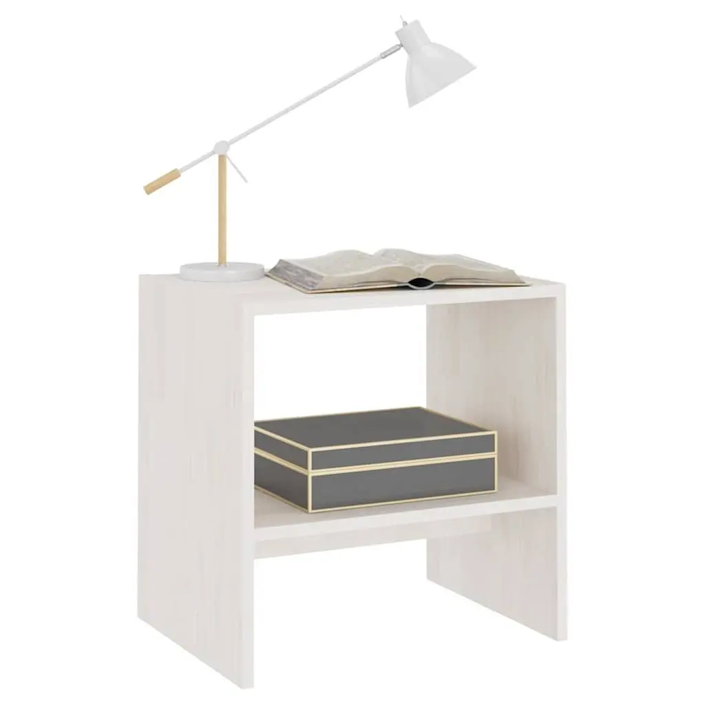 Bedside Cabinets 2 pcs White Solid Pinewood Nightstand Storage Bedroom Side