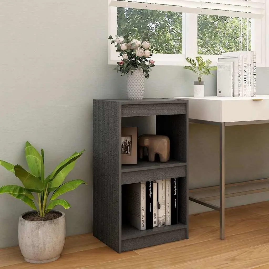 Grey Solid Pinewood Book Shelf Storage Unit 40x30x71.5cm Display Cabinet