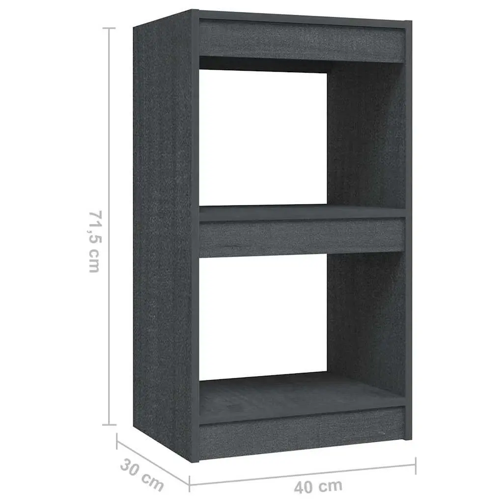 Grey Solid Pinewood Book Shelf Storage Unit 40x30x71.5cm Display Cabinet