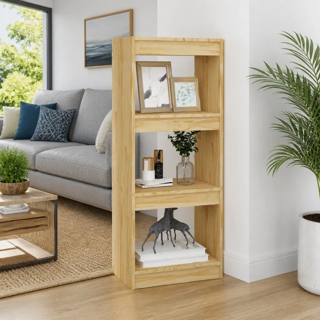 Solid Pinewood Room Divider Storage Shelf 40x30x103.5cm