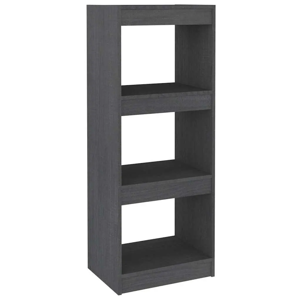 Book Cabinet Room Divider Grey Solid Pinewood 40x30x103.5cm Storage Bookshelf