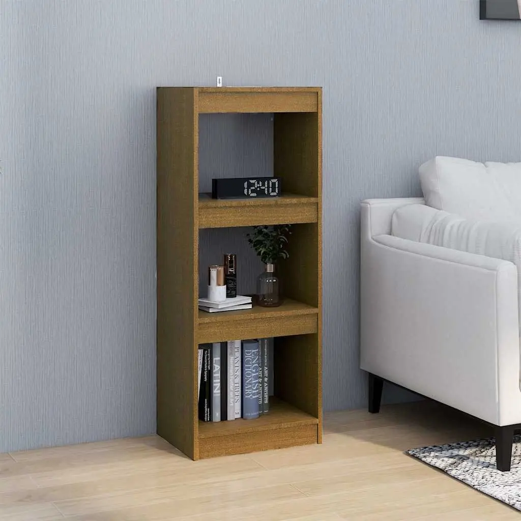 Room Divider Book Cabinet Brown Solid Pinewood 40x30x103.5cm Shelving Unit