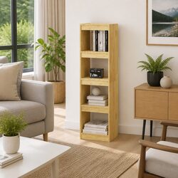 Compact Wooden Bookcase with 4 Storage Compartments