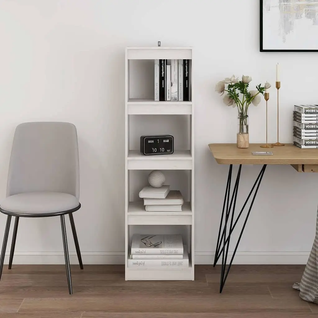 Book Cabinet Room Divider, Pinewood, 40x30x135.5 cm, White