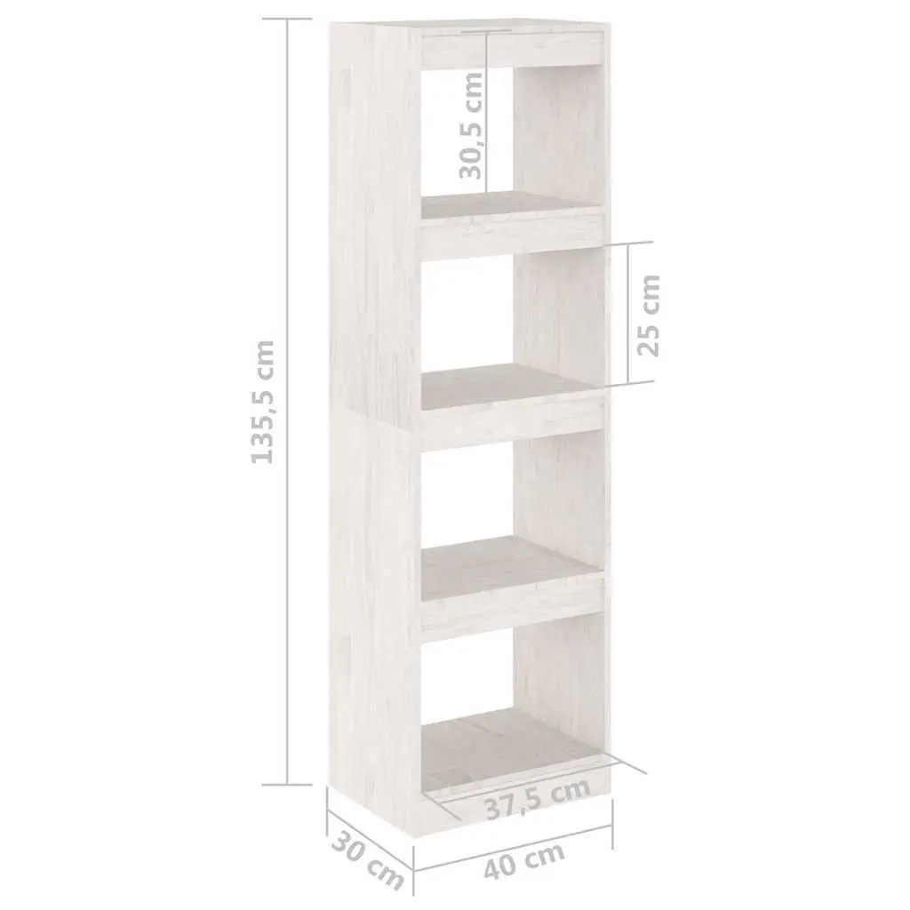 Book Cabinet Room Divider, Pinewood, 40x30x135.5 cm, White