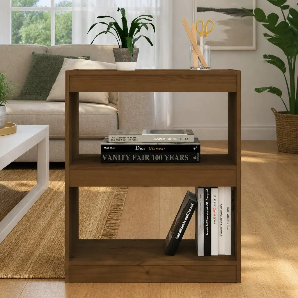 Book Cabinet Room Divider Honey Brown Wooden Bookshelf 60W x 30D x 71.5H cm