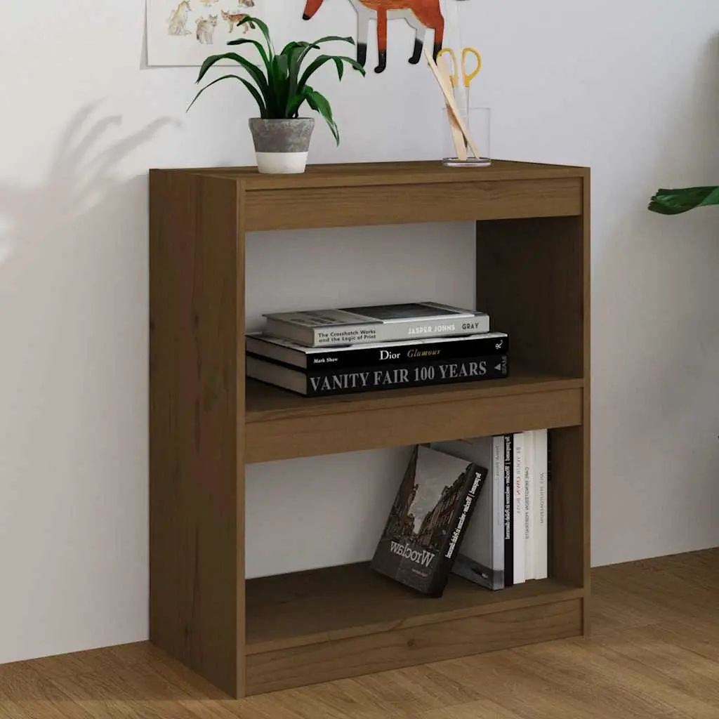 Book Cabinet Room Divider Honey Brown Wooden Bookshelf 60W x 30D x 71.5H cm