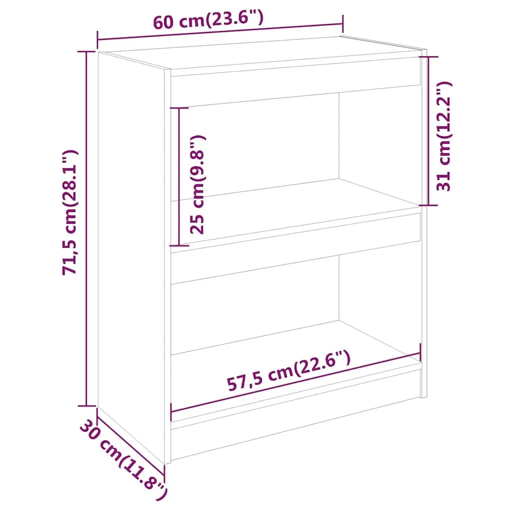 Book Cabinet Room Divider Honey Brown Wooden Bookshelf 60W x 30D x 71.5H cm