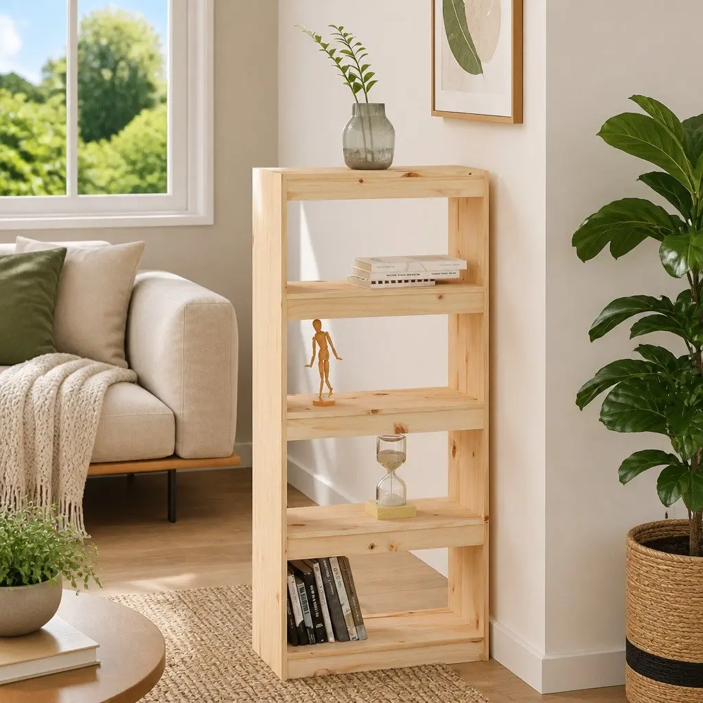 Book Cabinet Room Divider 60x30x135.5cm Bookcase Bookshelf 4 Compartment Storage