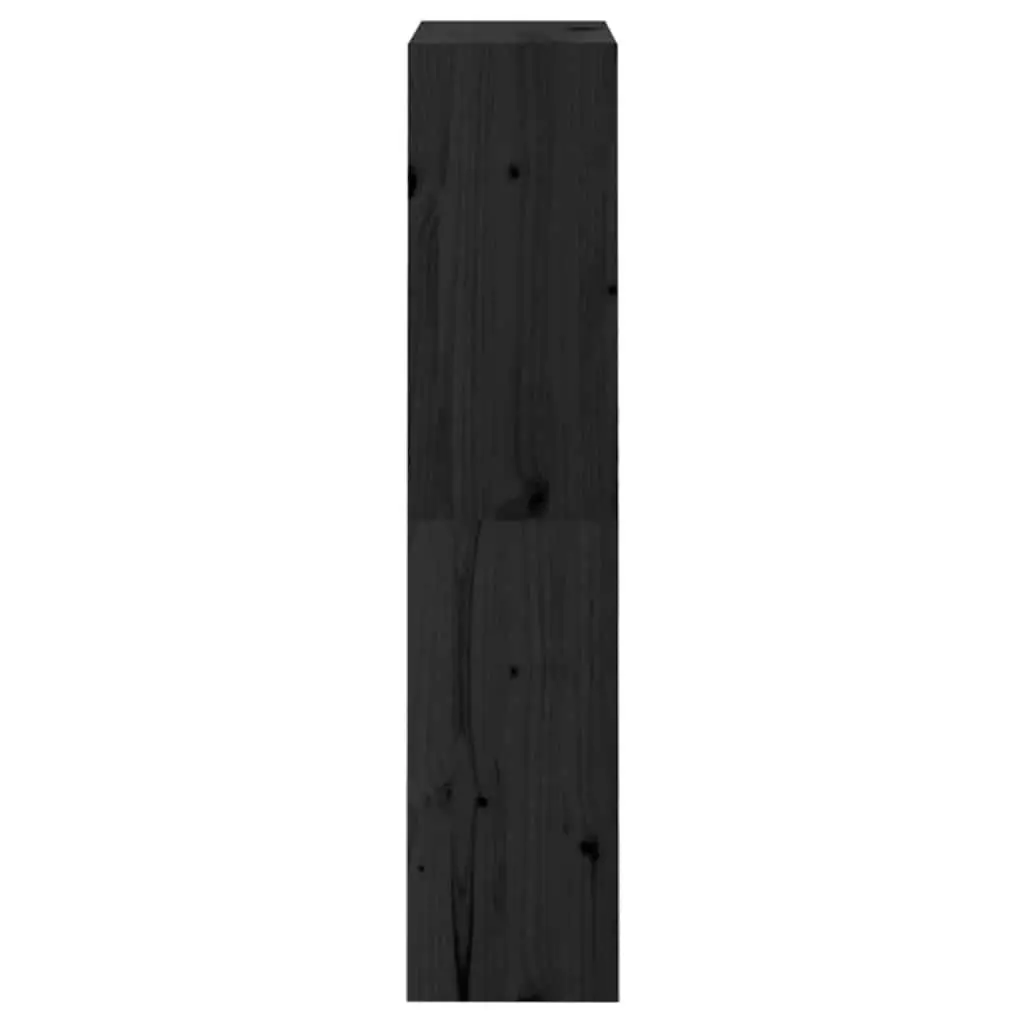 Book Cabinet Room Divider Black Solid Wood Pine Shelving Unit Storage Bookshelf