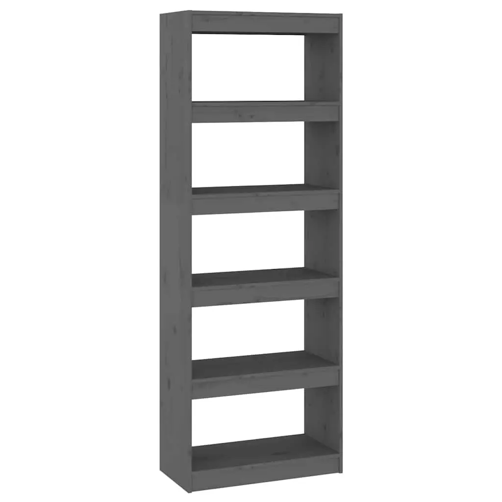 Book Cabinet Room Divider 60x30x167.5 cm Grey Solid Pine Wood Shelf